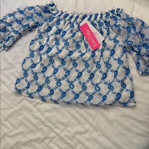 Lilly Pulitzer Blue Paisley Embroidered Top